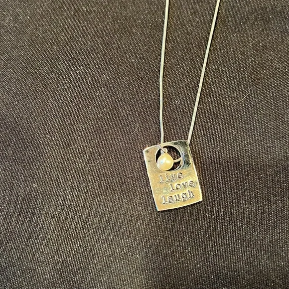 Alexa’s Angels Silver with Pearl Live Love Laugh Necklace 8 1/2 “ - Picture 2 of 4